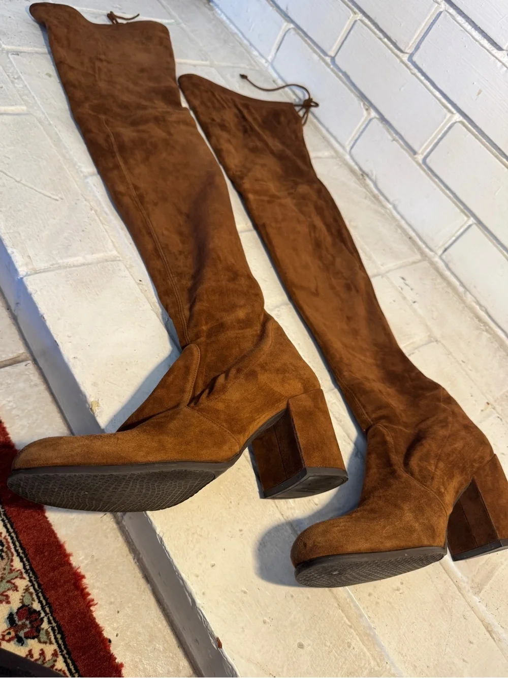 Stuart Weitzman Brown Suede Over-the-Knee Block Heel Boots – Size 9.5M